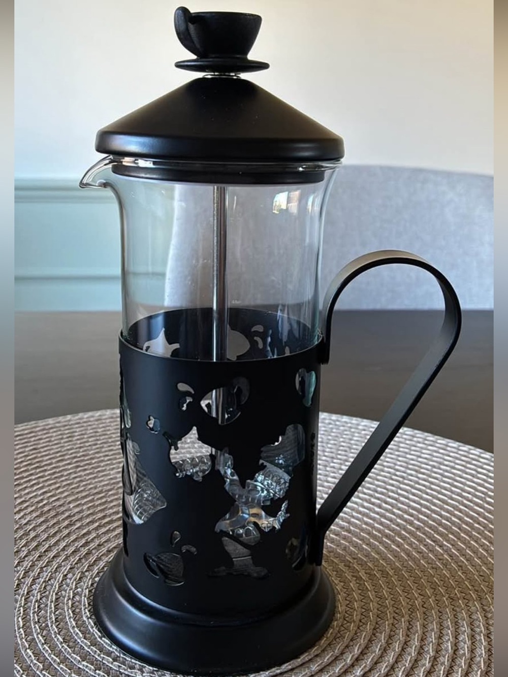 Disney Alice In Wonderland Black Glass French Press